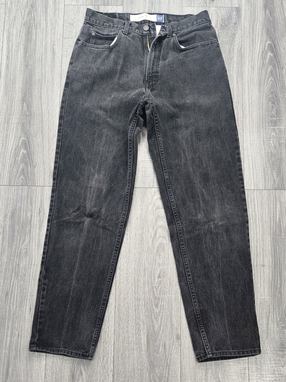 Vintage 2001 GAP Easy Fit Jeans Mens 33x32 Black Faded Y2K 100% Cotton
